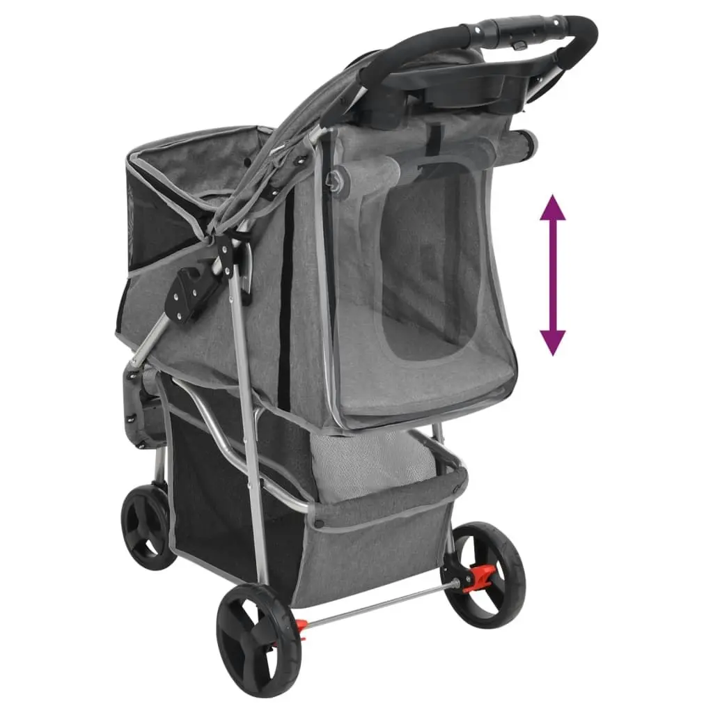 Folding Dog Stroller Grey 80x46x98 cm Oxford Fabric 172197