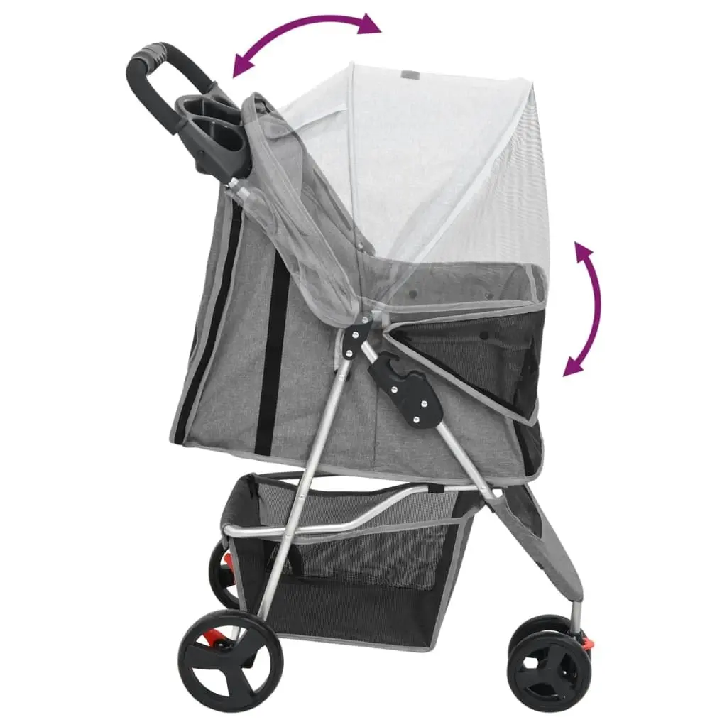 Folding Dog Stroller Grey 80x46x98 cm Oxford Fabric 172197