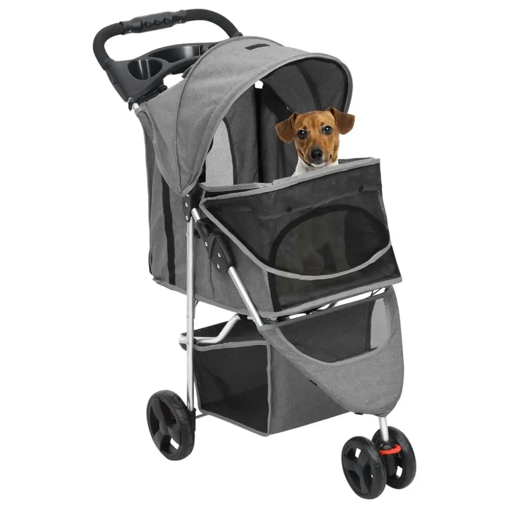 Folding Dog Stroller Grey 80x46x98 cm Oxford Fabric 172197