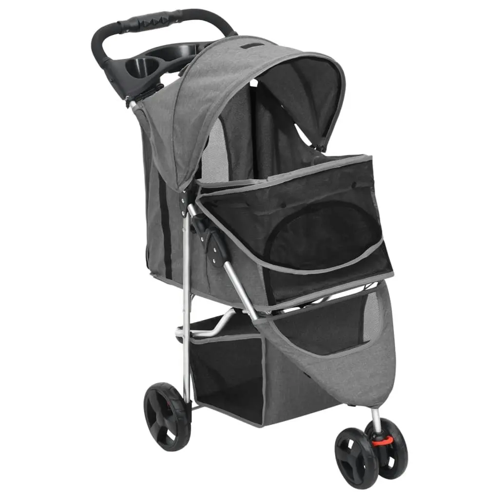 Folding Dog Stroller Grey 80x46x98 cm Oxford Fabric 172197