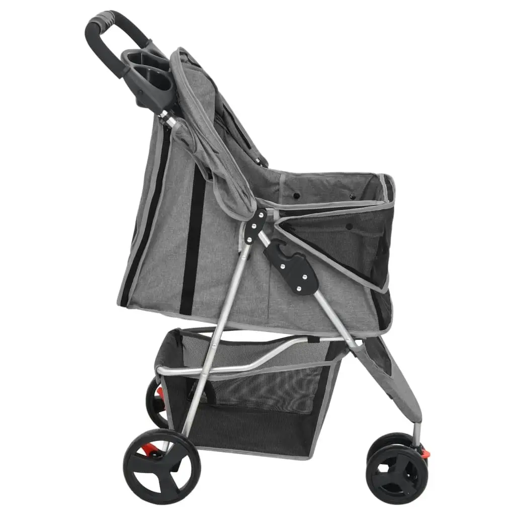 Folding Dog Stroller Grey 80x46x98 cm Oxford Fabric 172197