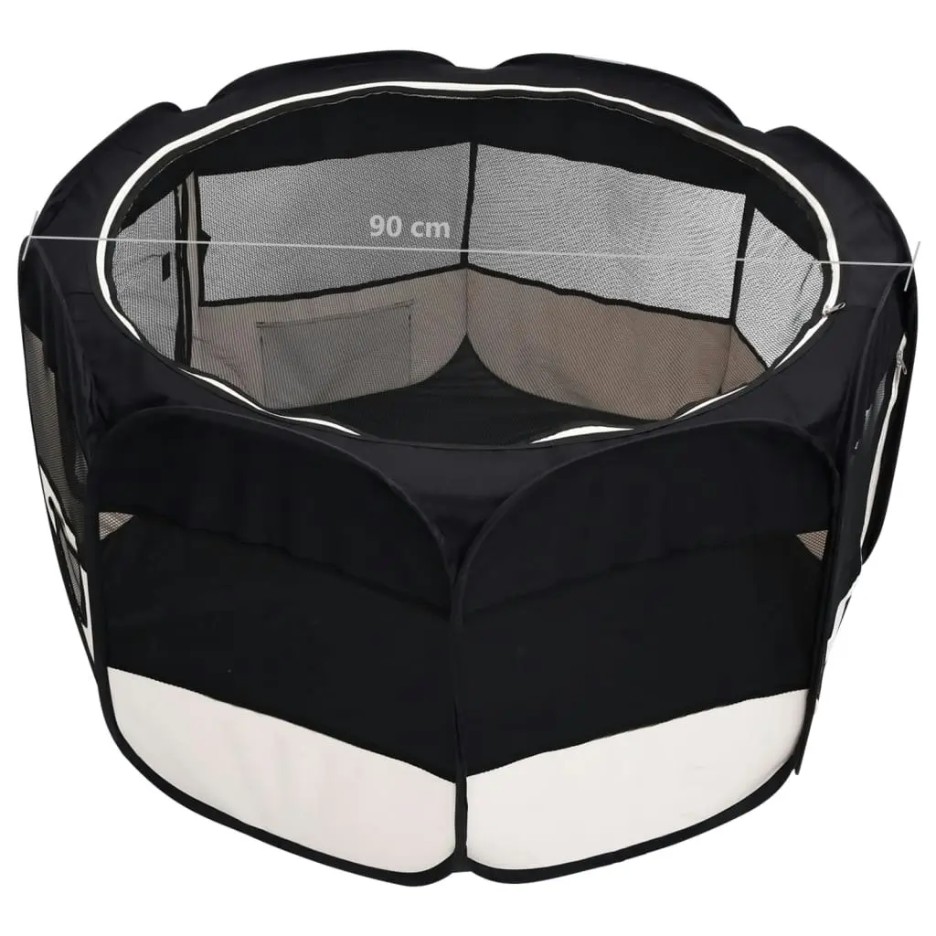 Foldable Dog Playpen with Carrying Bag Black 90x90x58 cm 171005