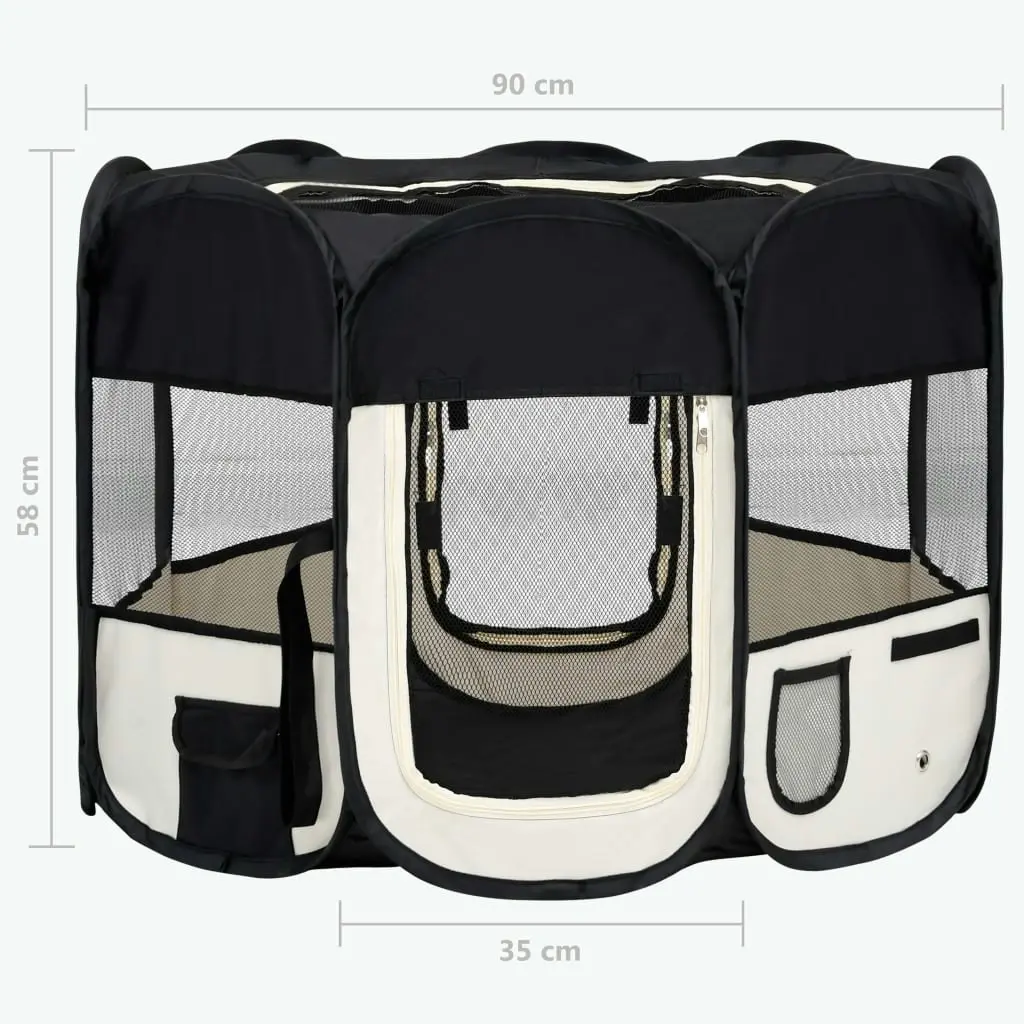 Foldable Dog Playpen with Carrying Bag Black 90x90x58 cm 171005