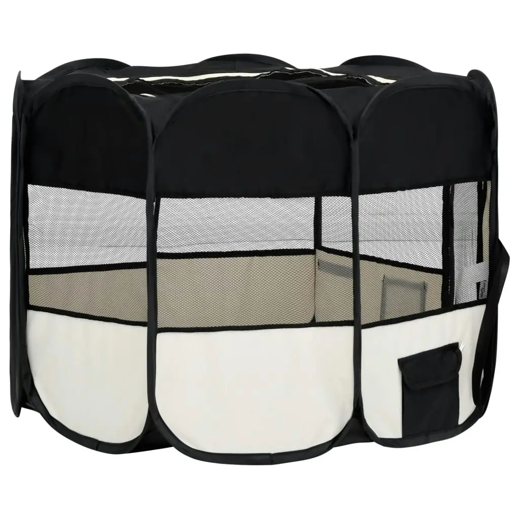 Foldable Dog Playpen with Carrying Bag Black 90x90x58 cm 171005