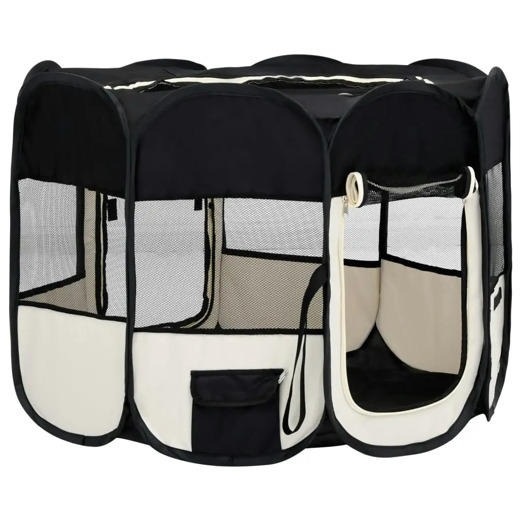 Foldable Dog Playpen with Carrying Bag Black 90x90x58 cm 171005