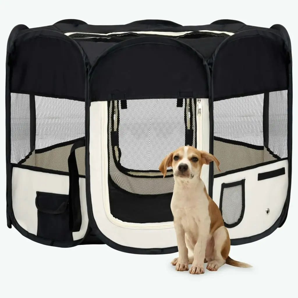 Foldable Dog Playpen with Carrying Bag Black 90x90x58 cm 171005