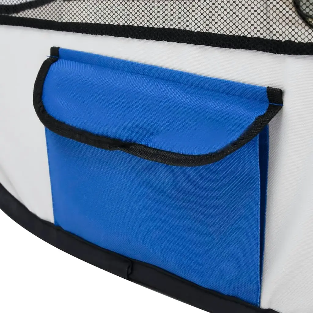 Foldable Dog Playpen with Carrying Bag Blue 110x110x58 cm 171014