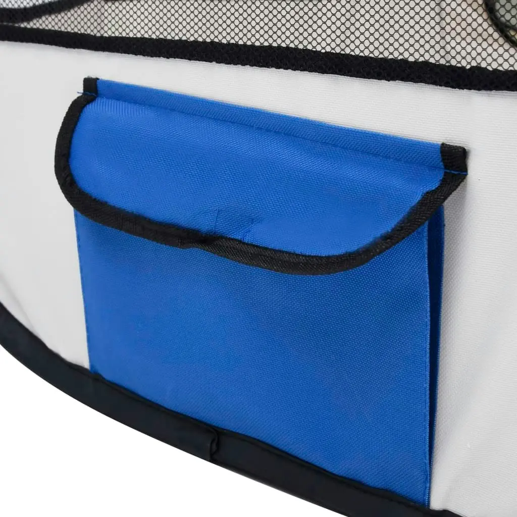 Foldable Dog Playpen with Carrying Bag Blue 145x145x61 cm 171016