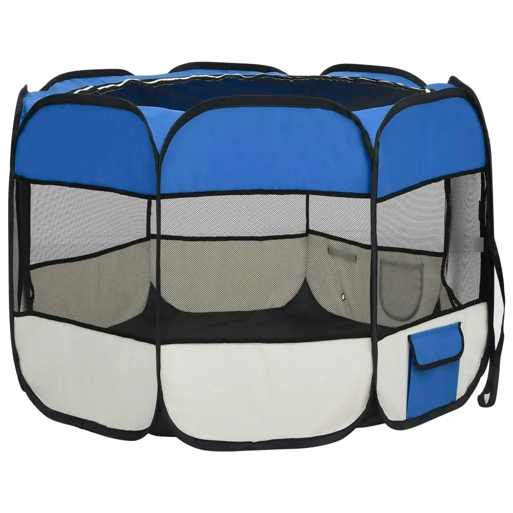 Foldable Dog Playpen with Carrying Bag Blue 90x90x58 cm 171013