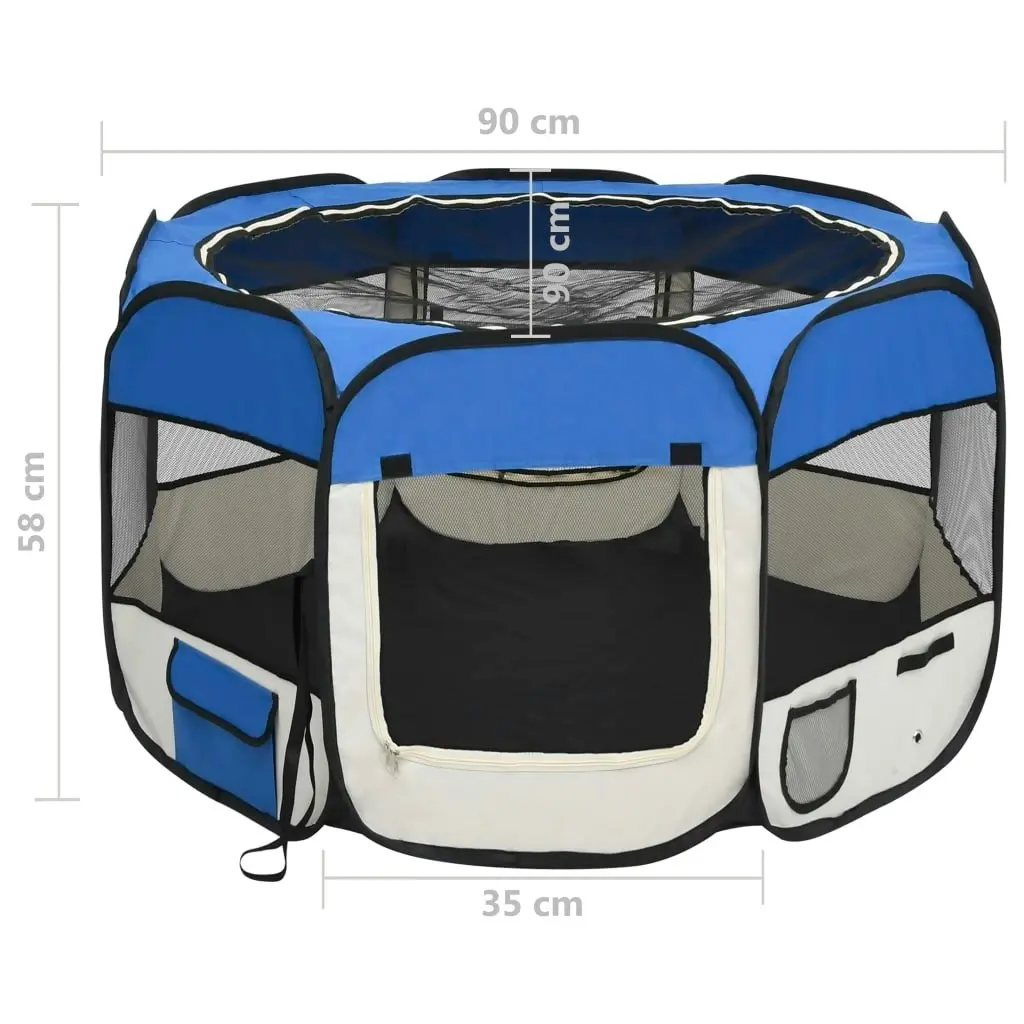 Foldable Dog Playpen with Carrying Bag Blue 90x90x58 cm 171013