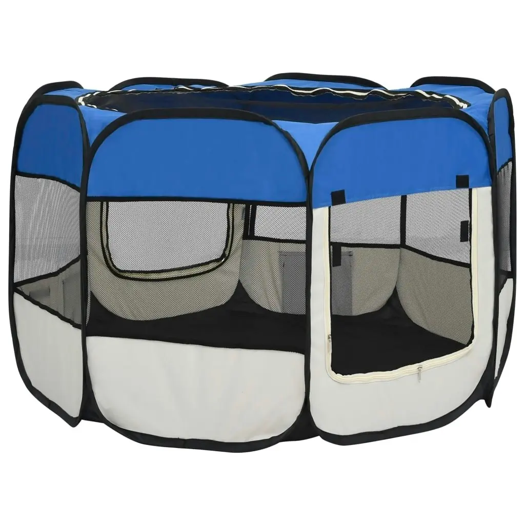 Foldable Dog Playpen with Carrying Bag Blue 90x90x58 cm 171013