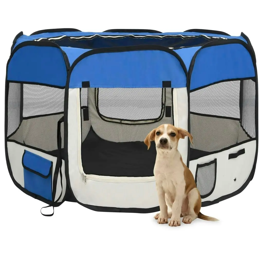 Foldable Dog Playpen with Carrying Bag Blue 90x90x58 cm 171013