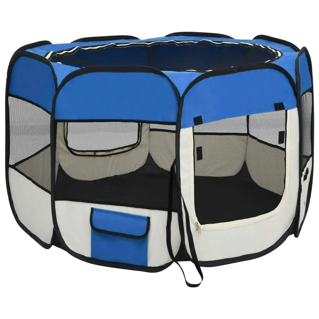 Foldable Dog Playpen with Carrying Bag Blue 90x90x58 cm 171013