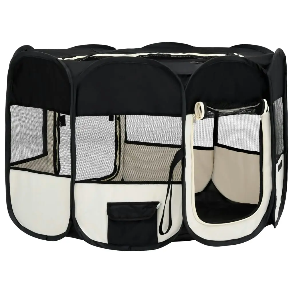 Foldable Dog Playpen with Carrying Bag Black 110x110x58 cm 171006