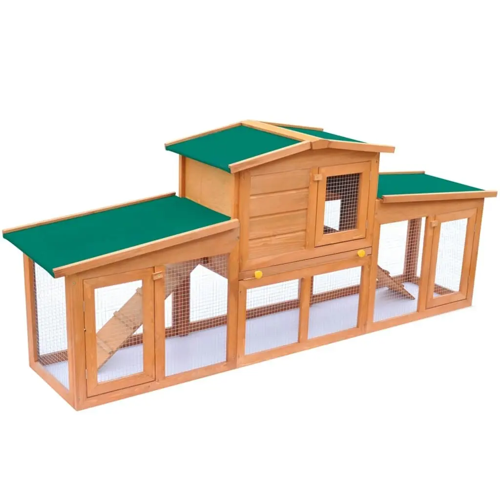 Large Rabbit Hutch Small Animal House Pet Cage with Roofs Wood 170163