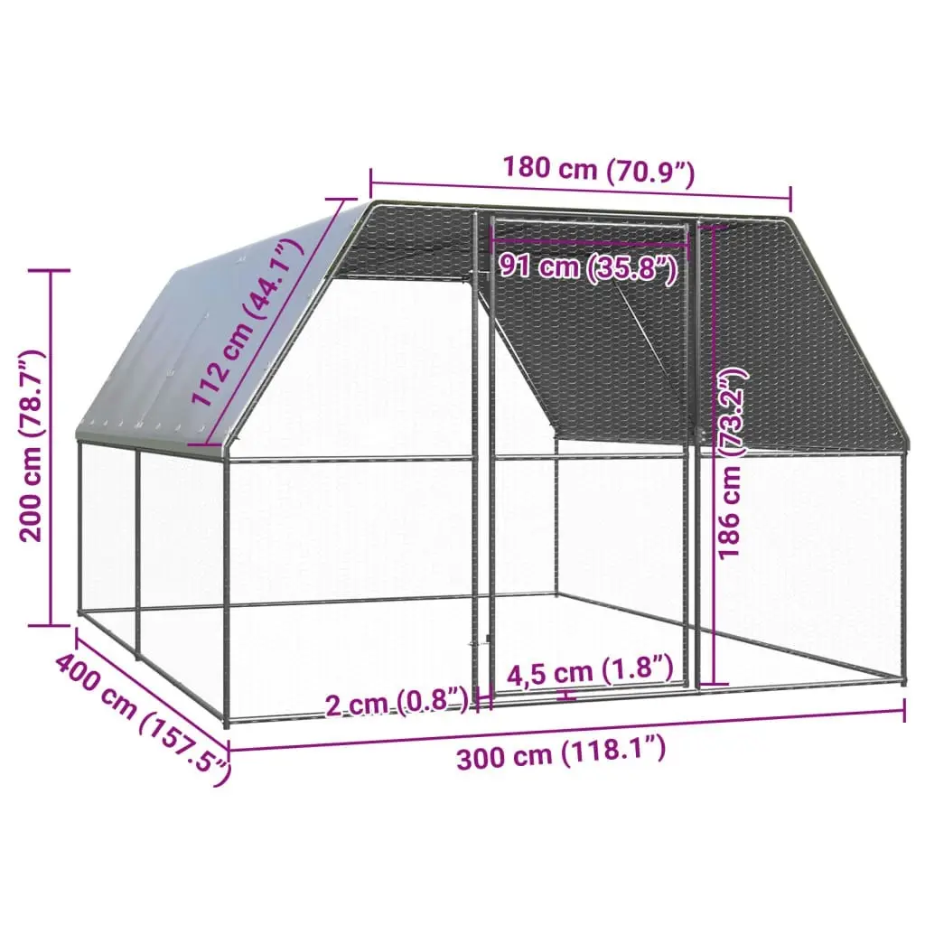 Outdoor Chicken Cage 3x4x2 m Galvanised Steel 3154376