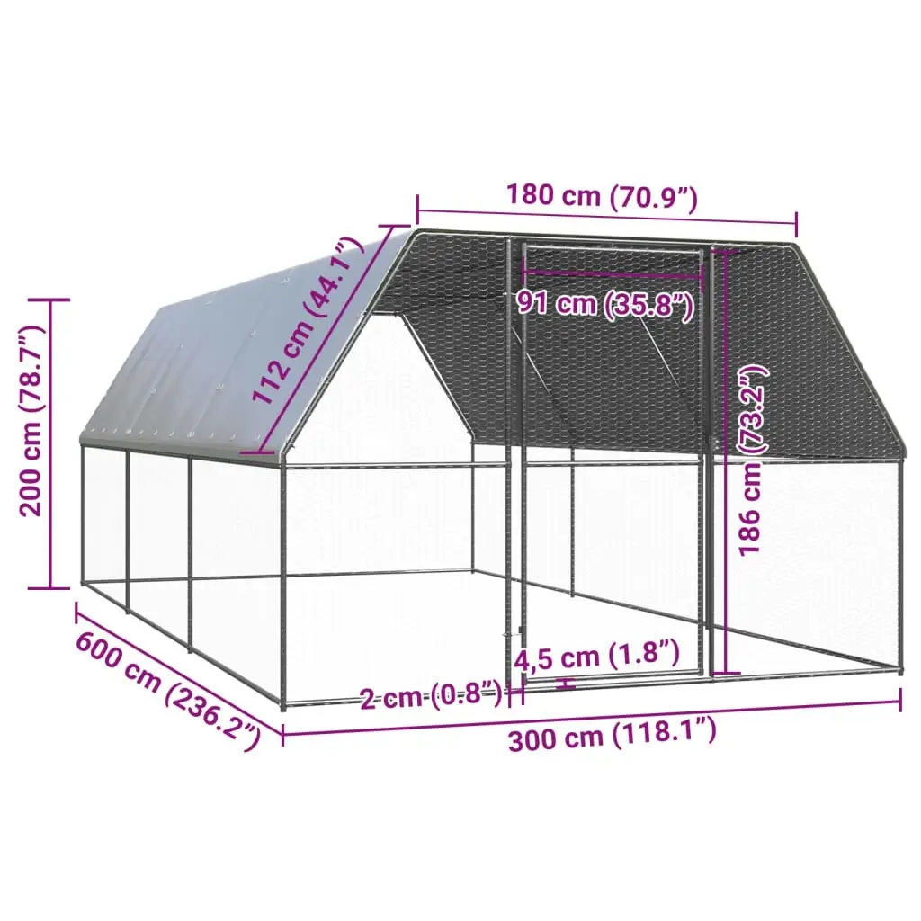 Outdoor Chicken Cage 3x6x2 m Galvanised Steel 3154377