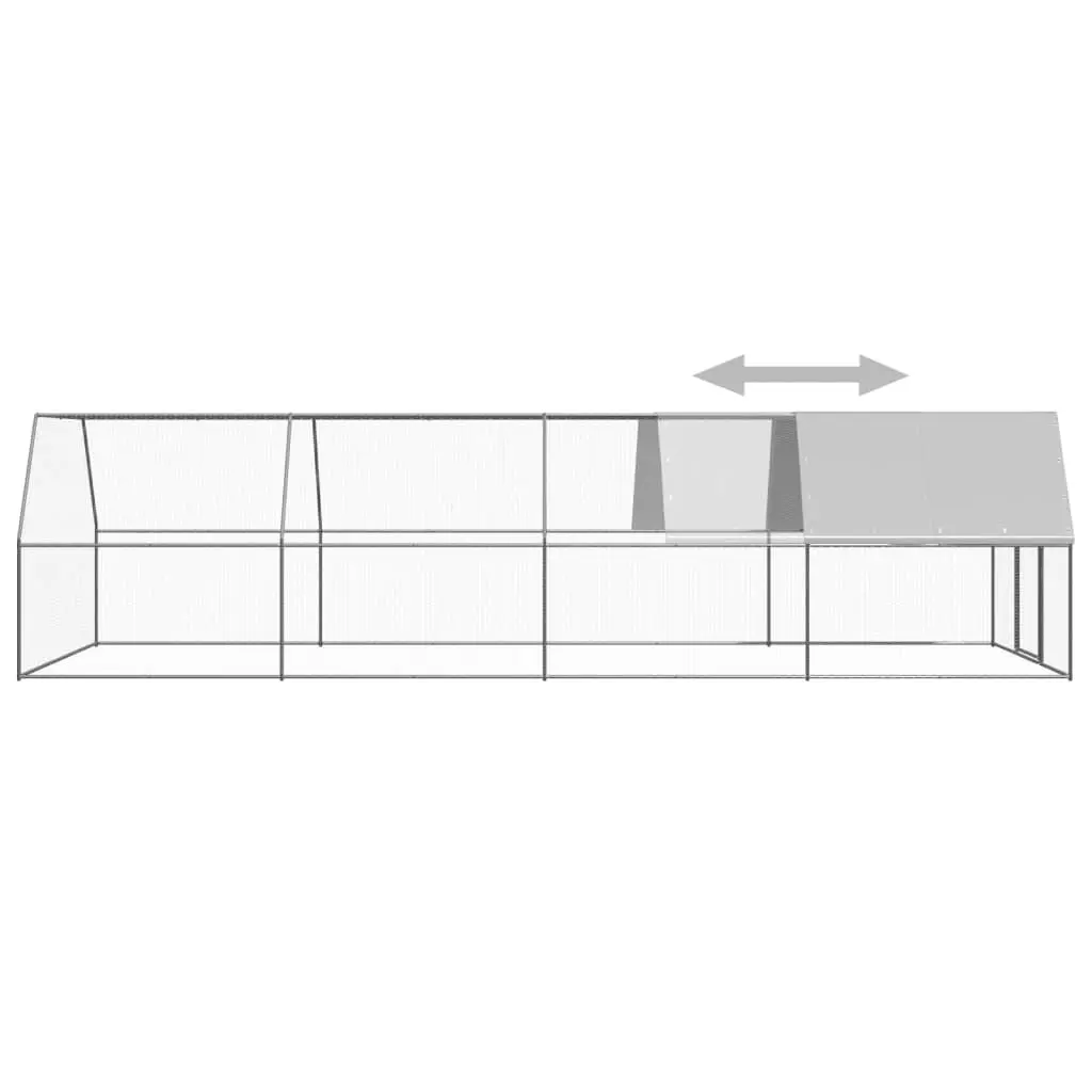 Outdoor Chicken Cage 3x8x2 m Galvanised Steel 3089326