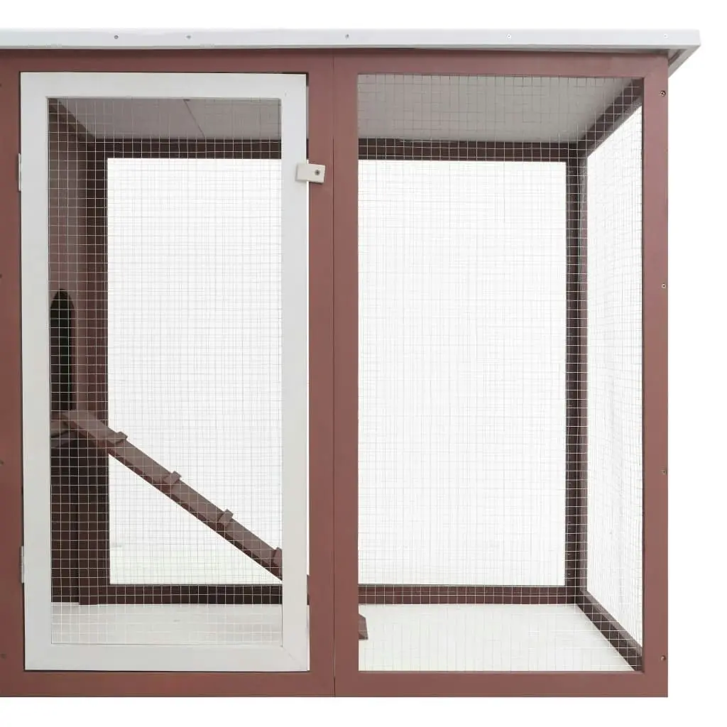 Outdoor Chicken Cage Hen House with 1 Egg Cage Brown Wood 170847