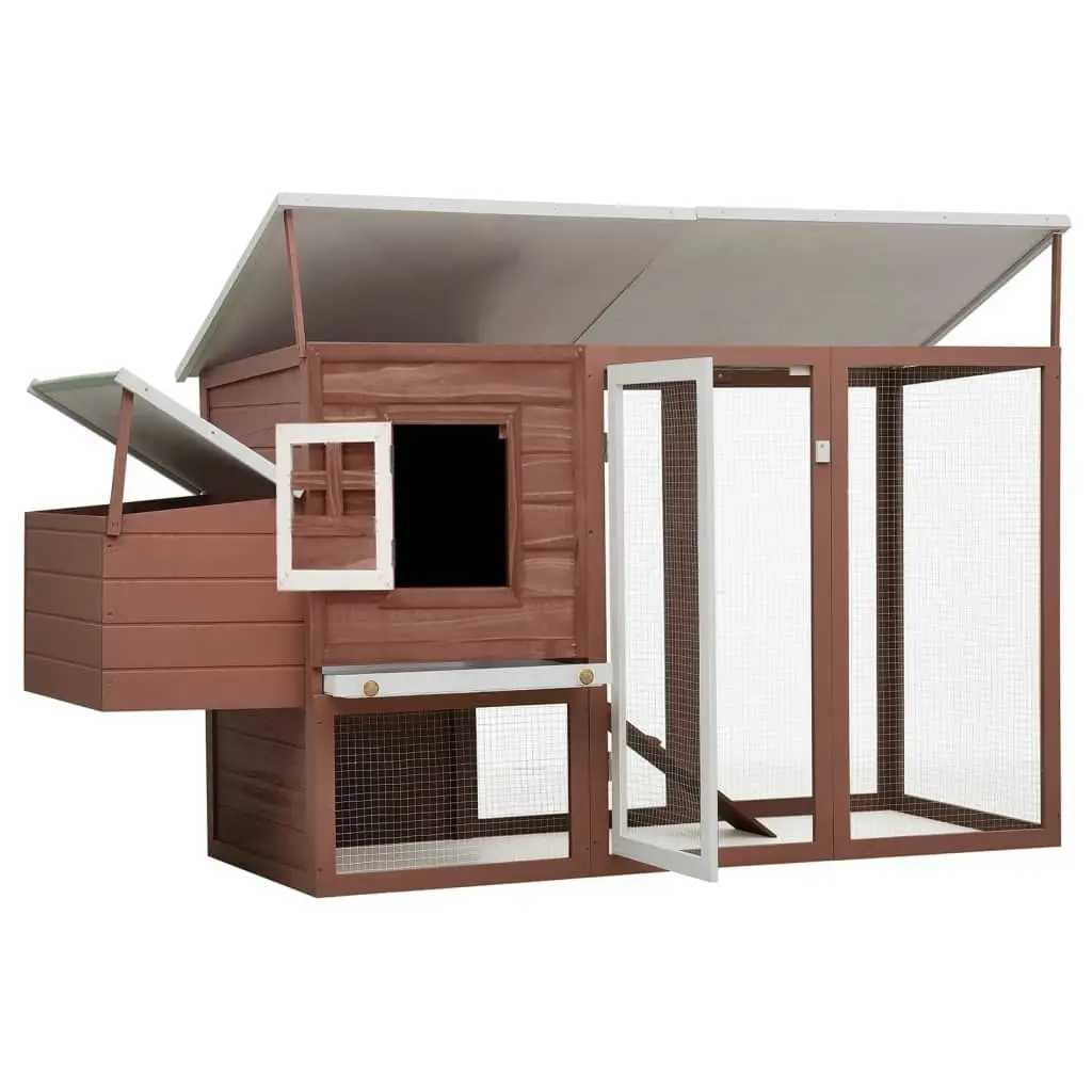 Outdoor Chicken Cage Hen House with 1 Egg Cage Brown Wood 170847