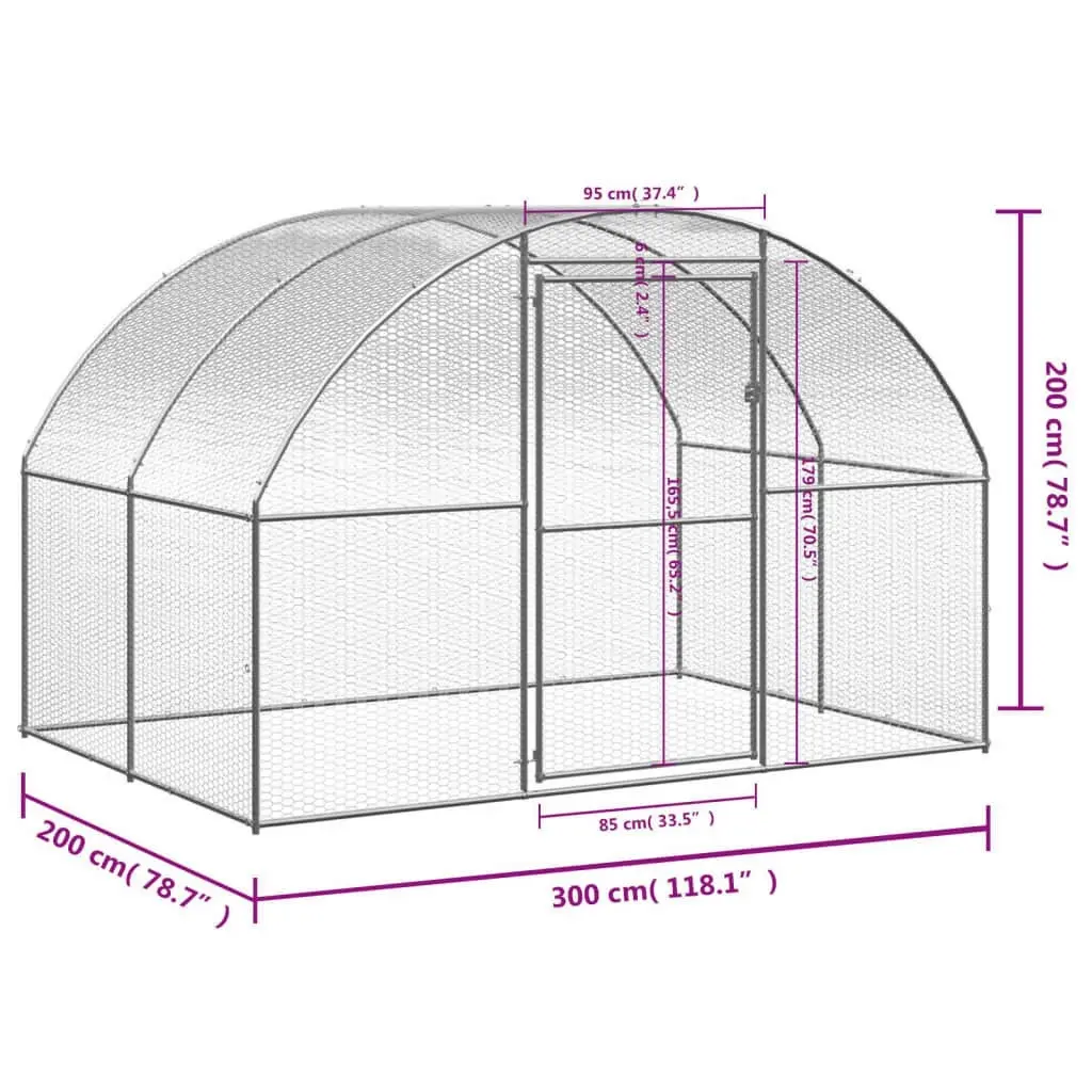 Outdoor Chicken Coop 3x2x2 m Galvanised Steel 3095472