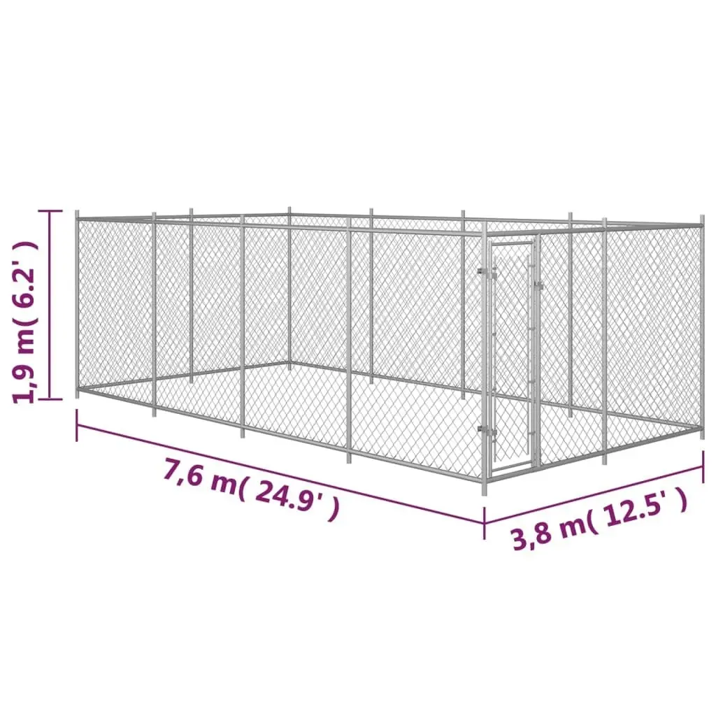 Outdoor Dog Kennel 7.6x3.8x1.9 m 144938