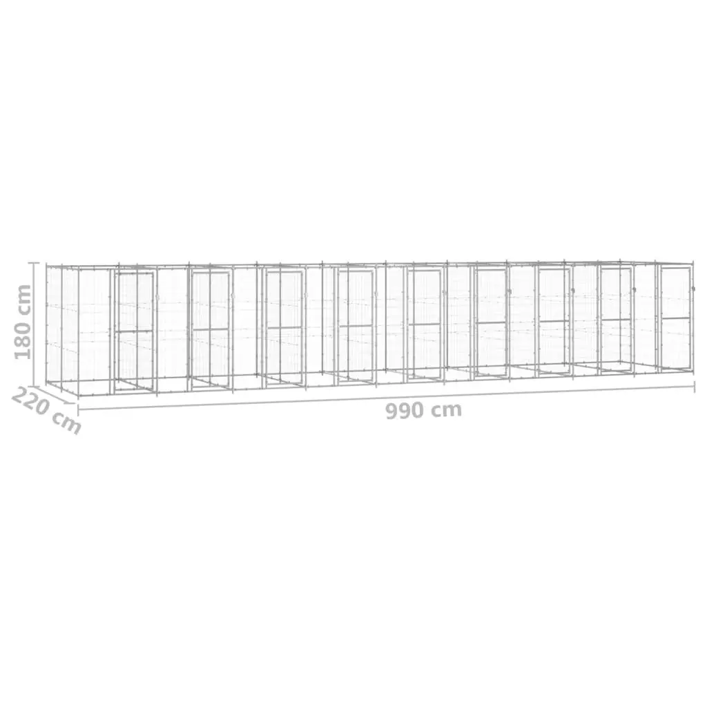 Outdoor Dog Kennel Galvanised Steel 21.78 mÂ² 3082289