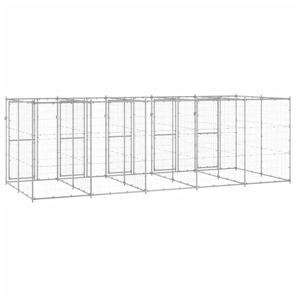 Outdoor Dog Kennel Galvanised Steel 12.1 mÂ² 3082285