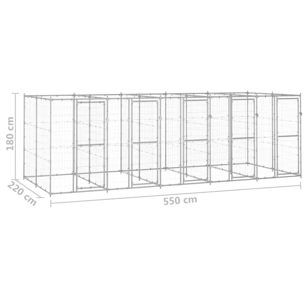 Outdoor Dog Kennel Galvanised Steel 12.1 mÂ² 3082285