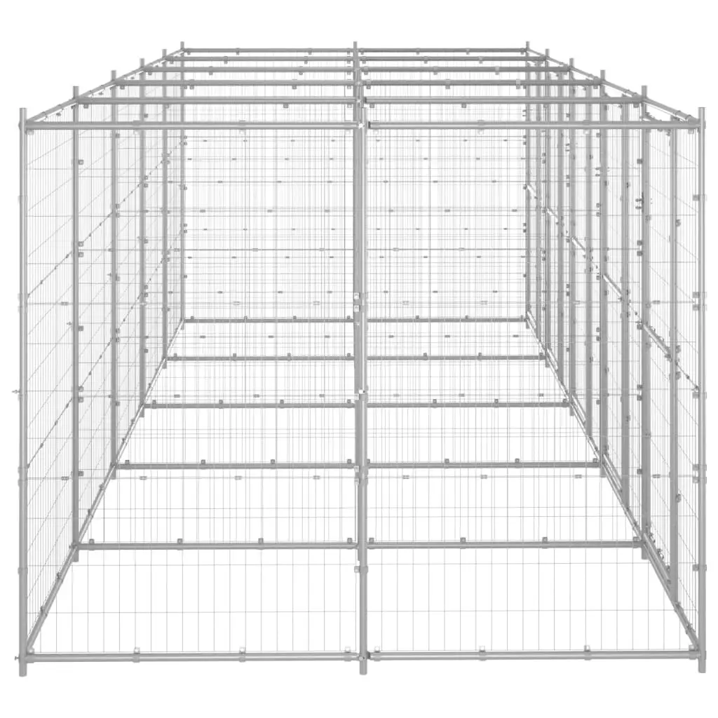 Outdoor Dog Kennel Galvanised Steel 12.1 mÂ² 3082285