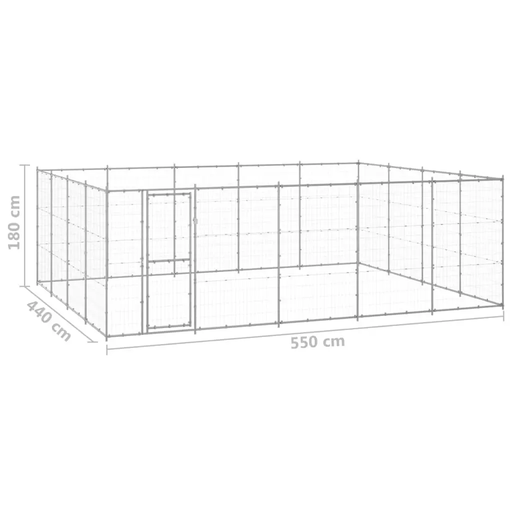 Outdoor Dog Kennel Galvanised Steel 24.2 mÂ² 3082319