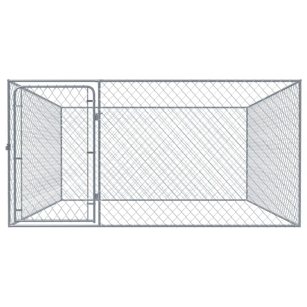 Outdoor Dog Kennel Galvanised Steel 2x2x1 m 170819