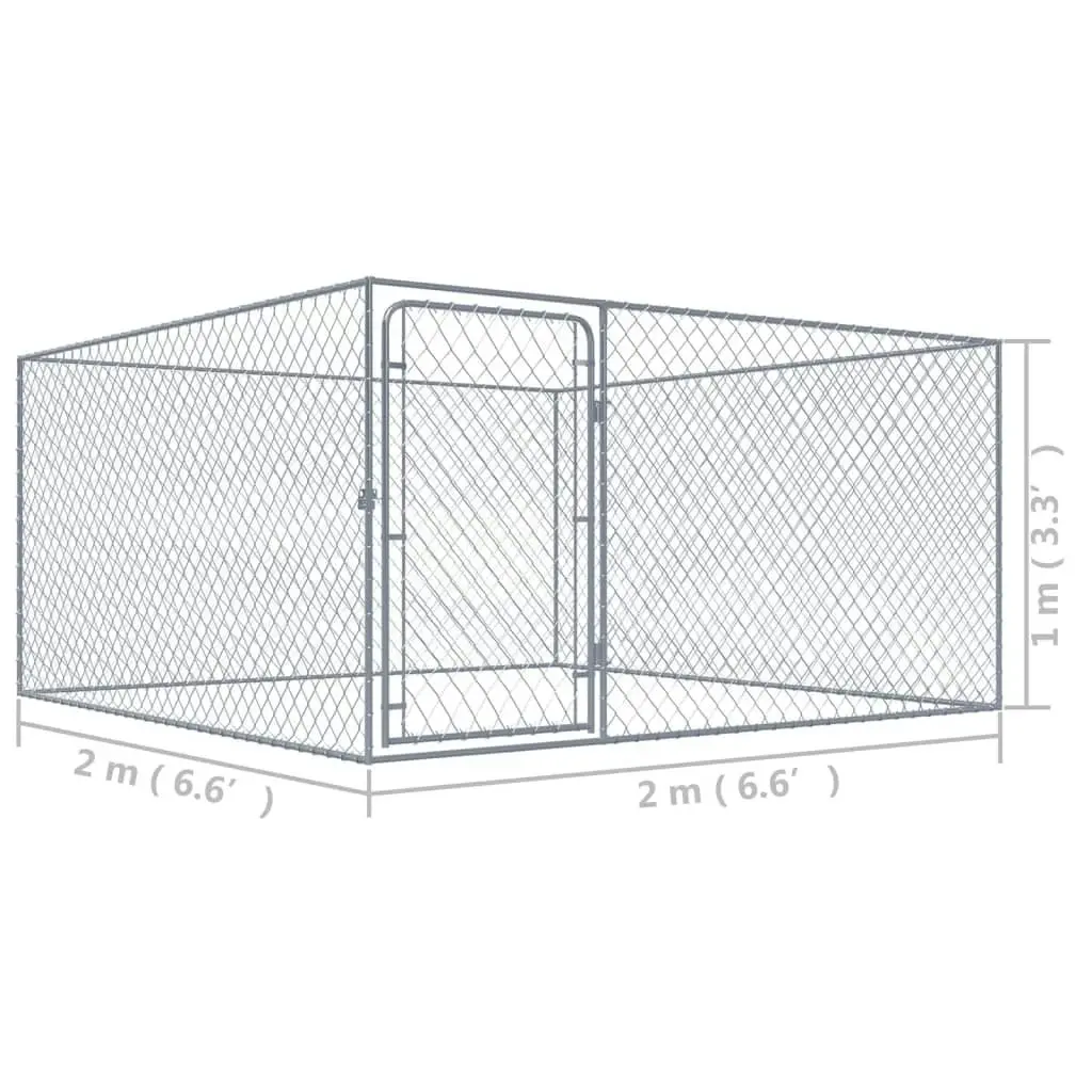 Outdoor Dog Kennel Galvanised Steel 2x2x1 m 170819