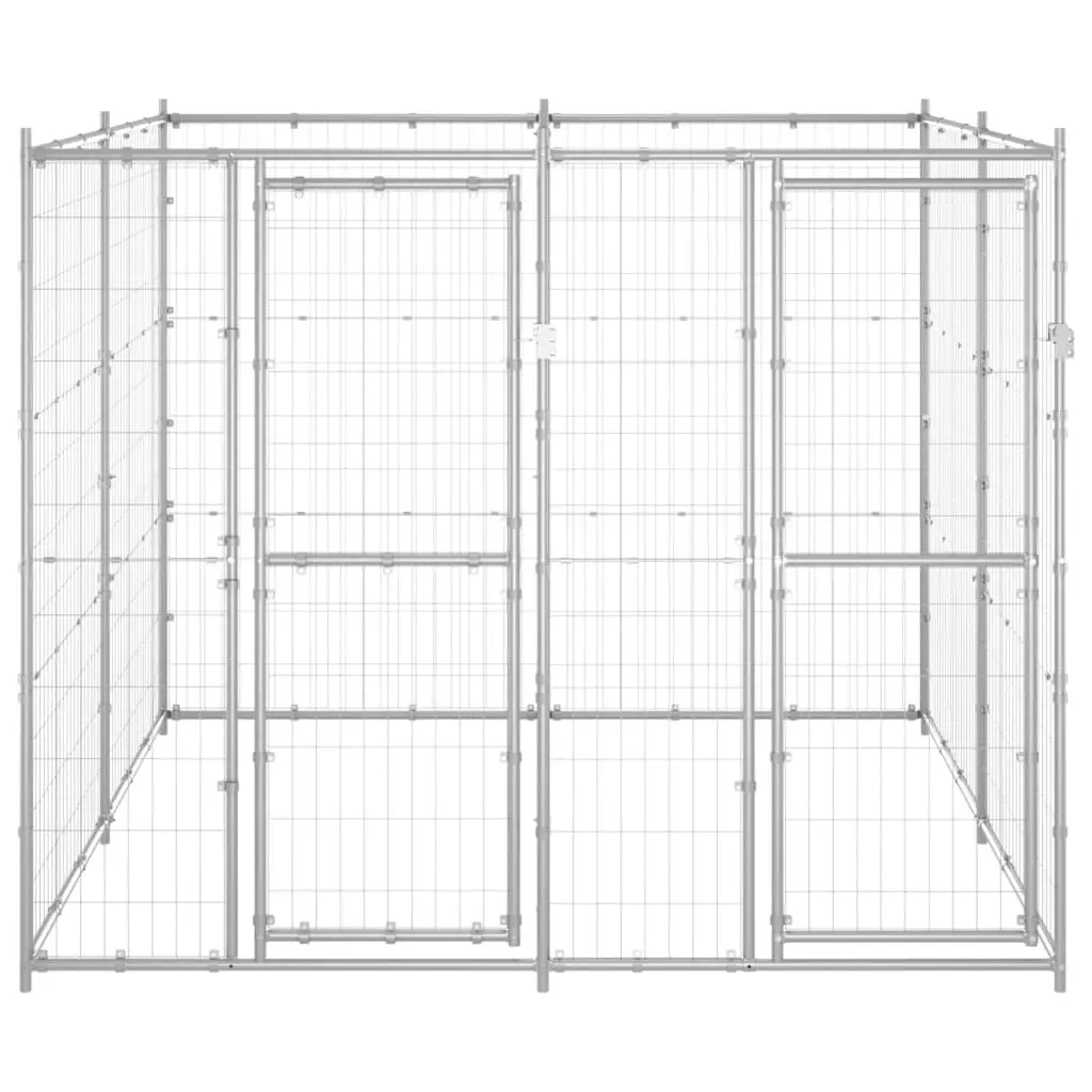 Outdoor Dog Kennel Galvanised Steel 4.84 mÂ² 3082282