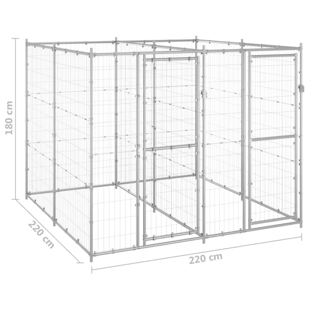 Outdoor Dog Kennel Galvanised Steel 4.84 mÂ² 3082282