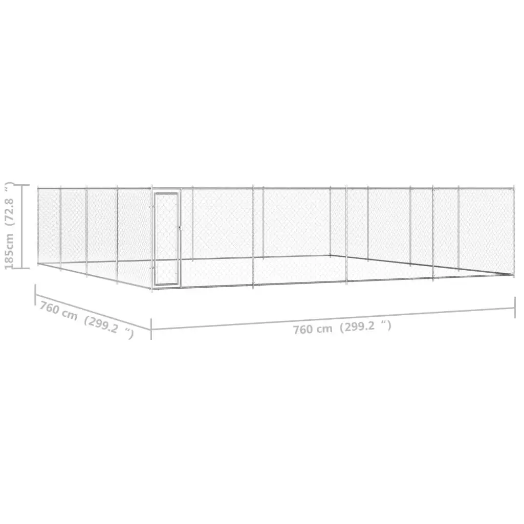 Outdoor Dog Kennel Galvanised Steel 760x760x185 cm 145037