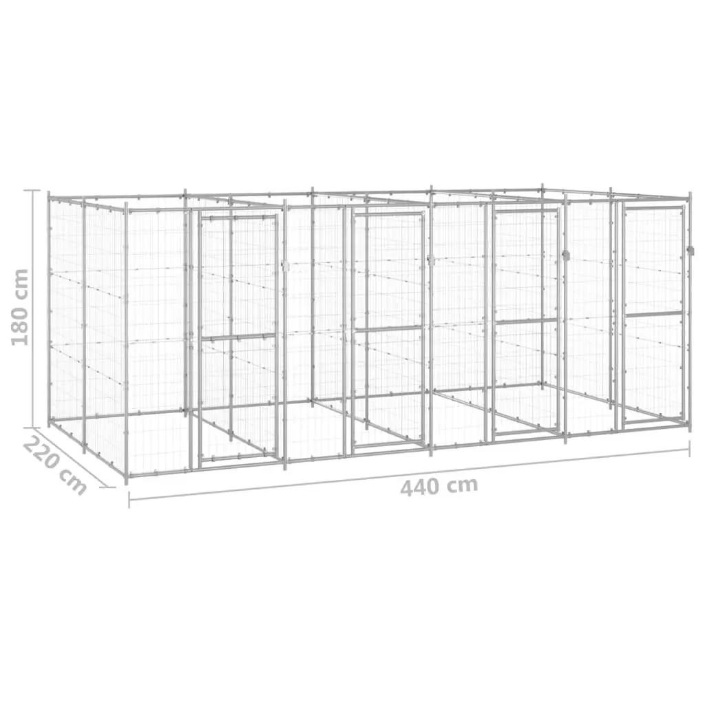 Outdoor Dog Kennel Galvanised Steel 9.68 mÂ² 3082284