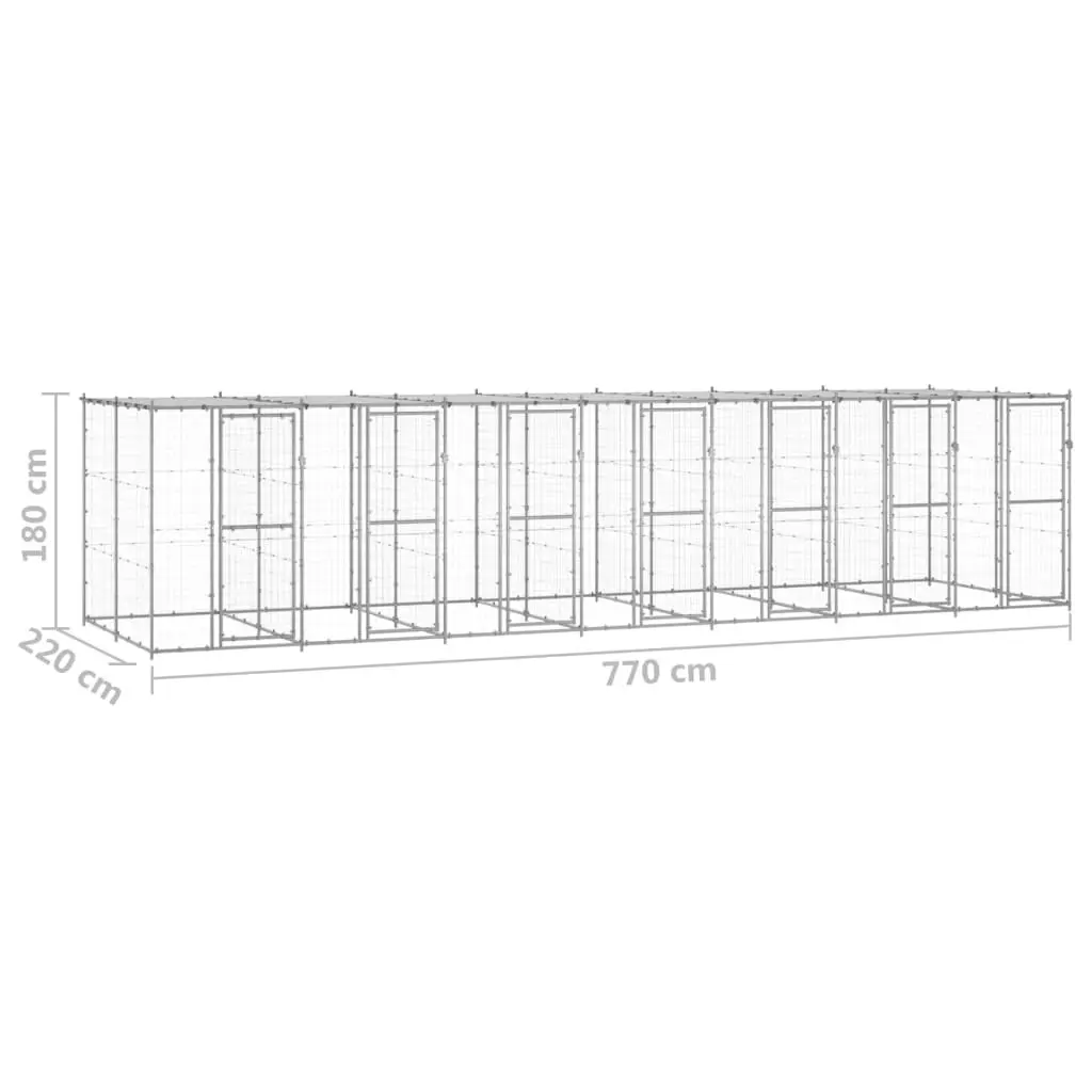 Outdoor Dog Kennel Galvanised Steel with Roof 16.94 mÂ² 3082276