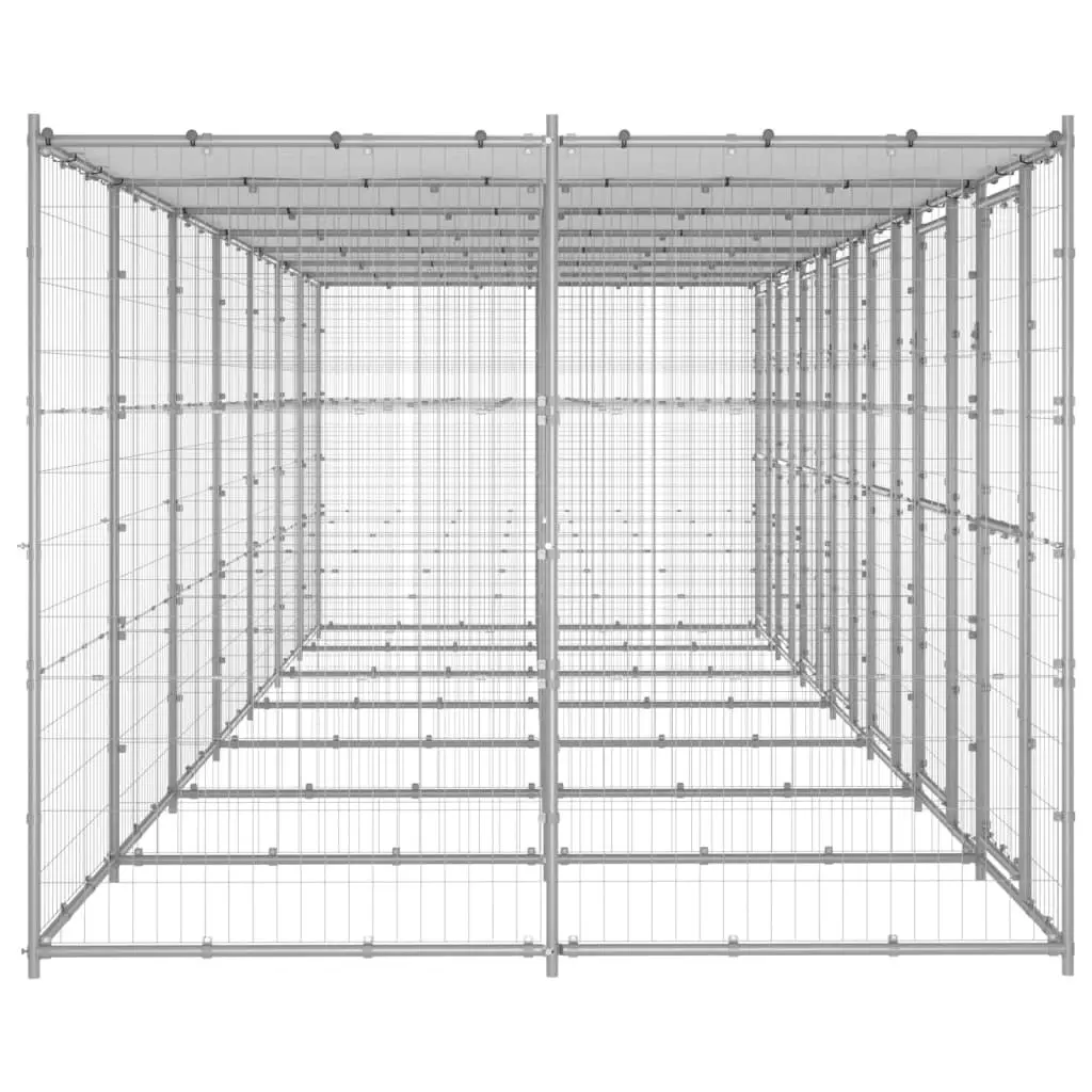 Outdoor Dog Kennel Galvanised Steel with Roof 16.94 mÂ² 3082276