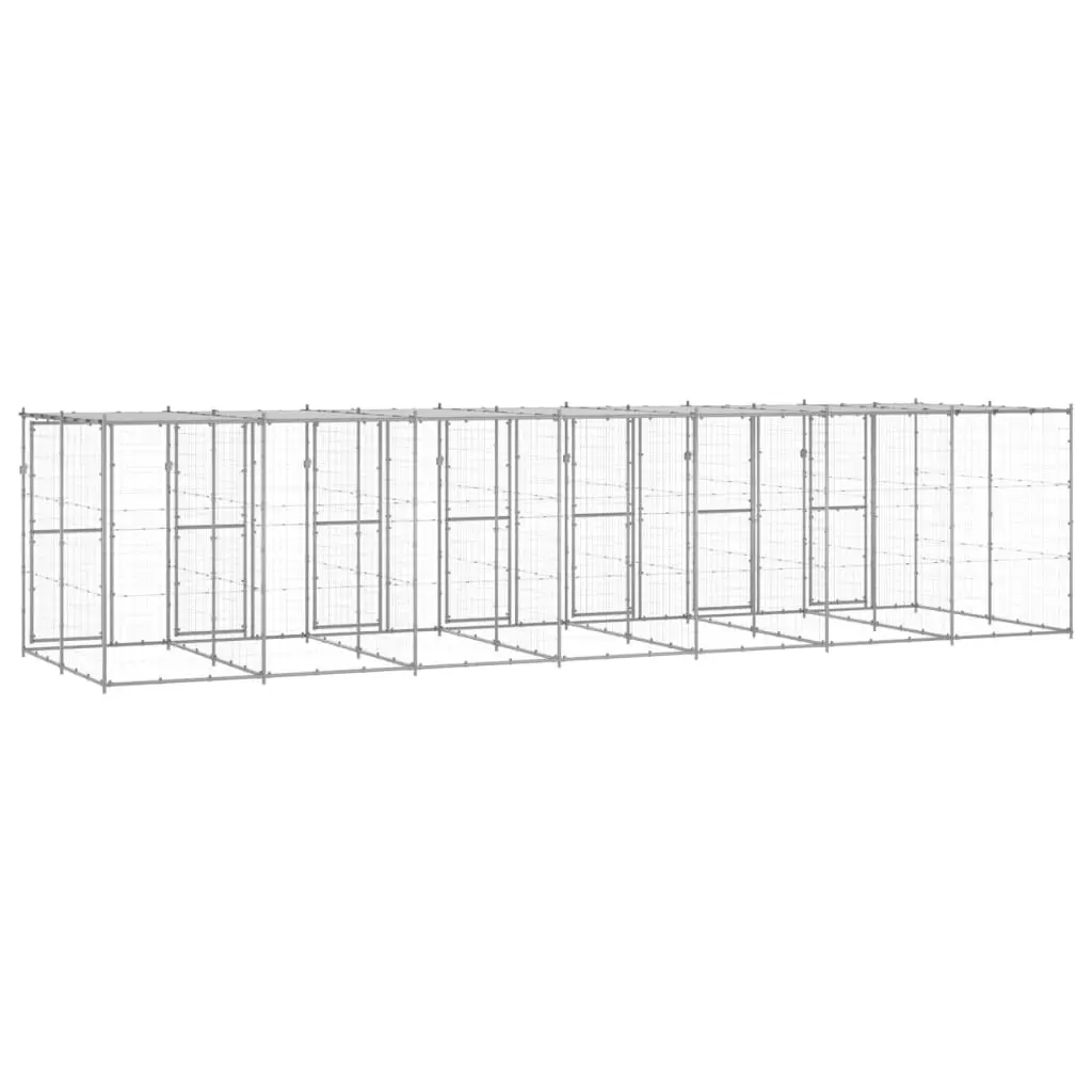 Outdoor Dog Kennel Galvanised Steel with Roof 16.94 mÂ² 3082276