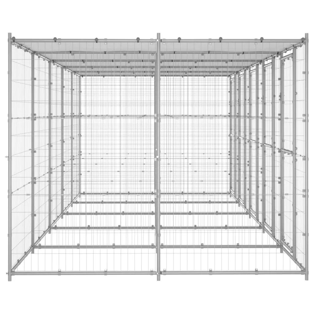 Outdoor Dog Kennel Galvanised Steel with Roof 12.1 mÂ² 3082274