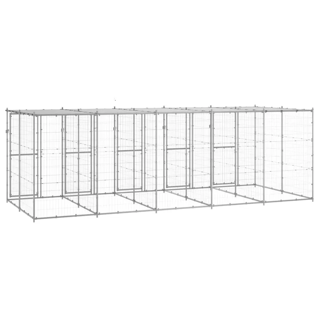 Outdoor Dog Kennel Galvanised Steel with Roof 12.1 mÂ² 3082274