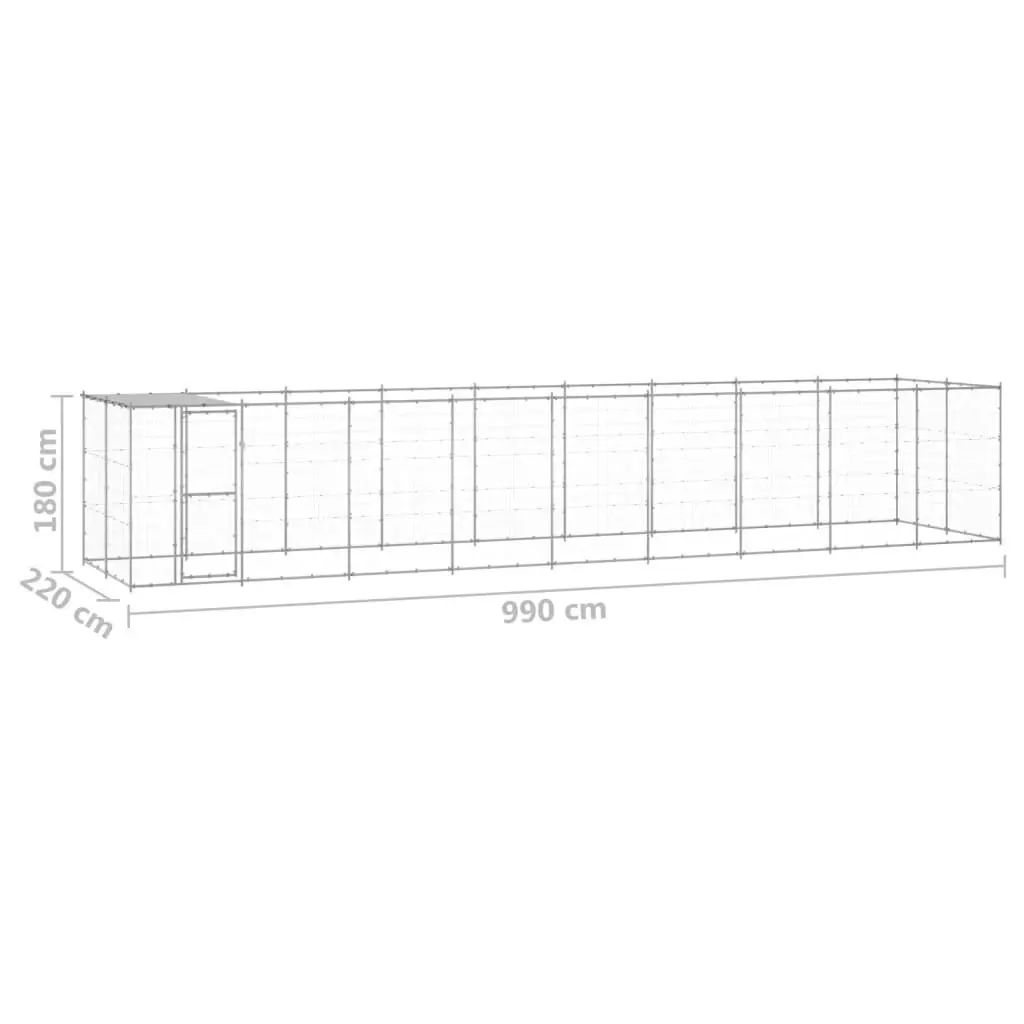 Outdoor Dog Kennel Galvanised Steel with Roof 21.78 mÂ² 3082306