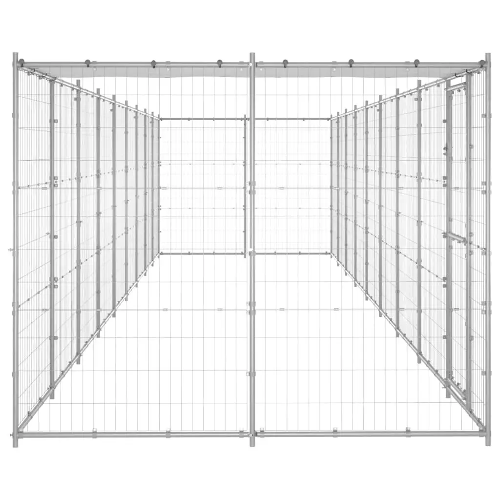 Outdoor Dog Kennel Galvanised Steel with Roof 21.78 mÂ² 3082306