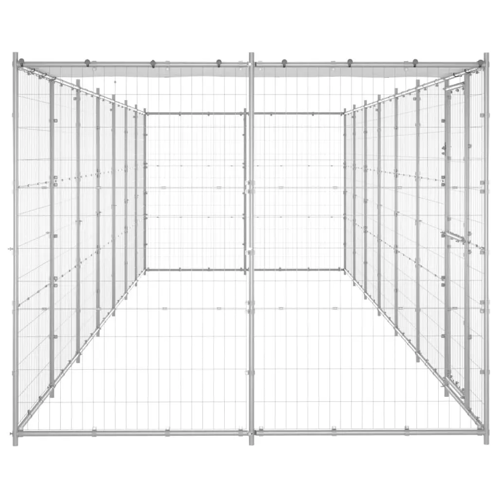 Outdoor Dog Kennel Galvanised Steel with Roof 16.94 mÂ² 3082305