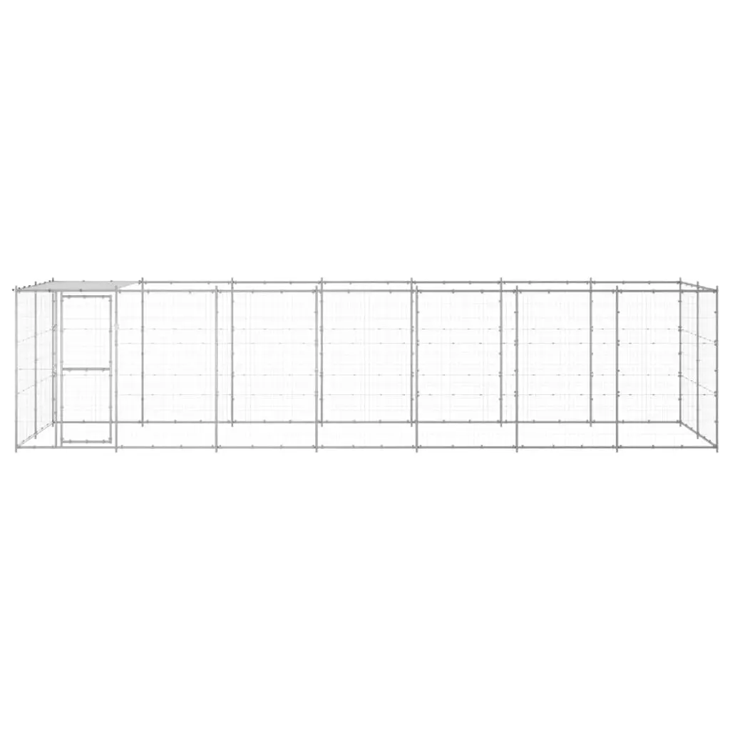 Outdoor Dog Kennel Galvanised Steel with Roof 16.94 mÂ² 3082305