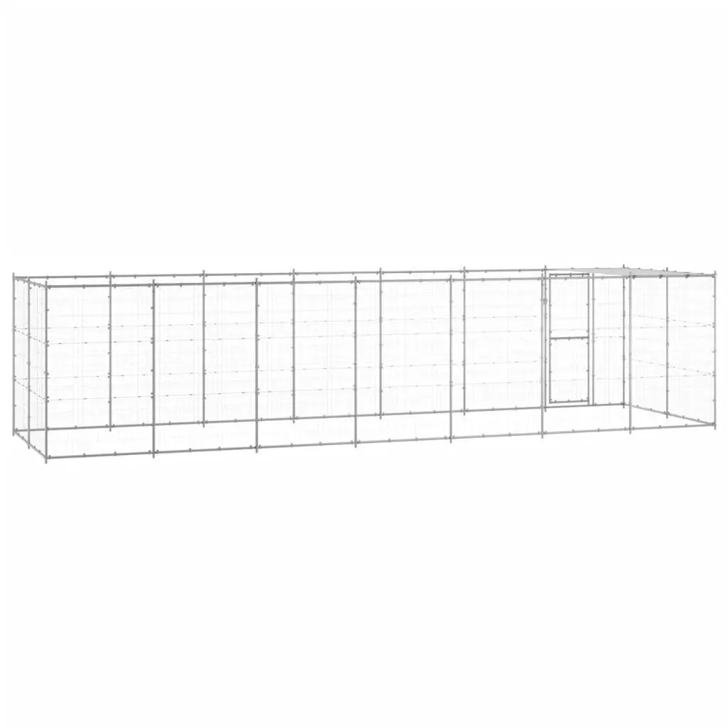 Outdoor Dog Kennel Galvanised Steel with Roof 16.94 mÂ² 3082305