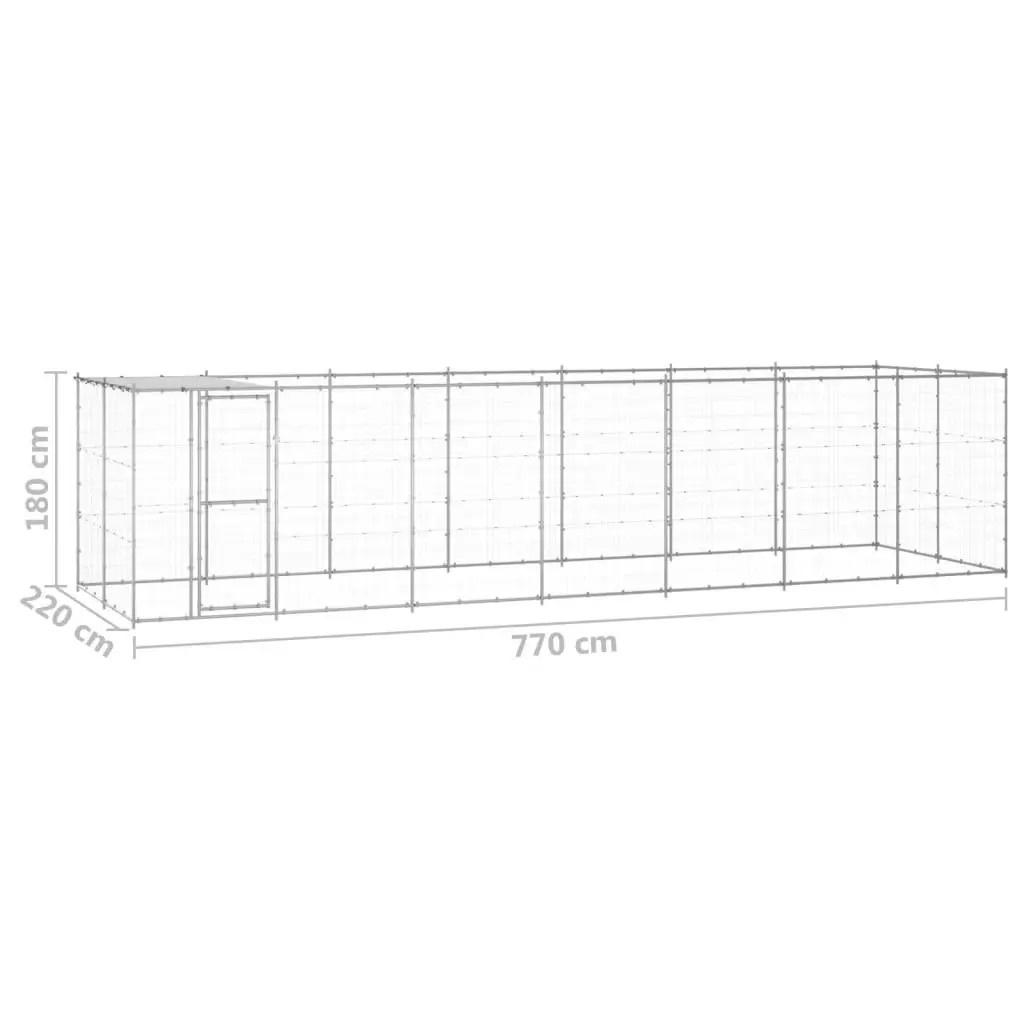 Outdoor Dog Kennel Galvanised Steel with Roof 16.94 mÂ² 3082305