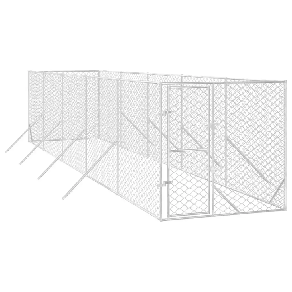 Outdoor Dog Kennel Silver 2x10x2 m Galvanised Steel 3190453