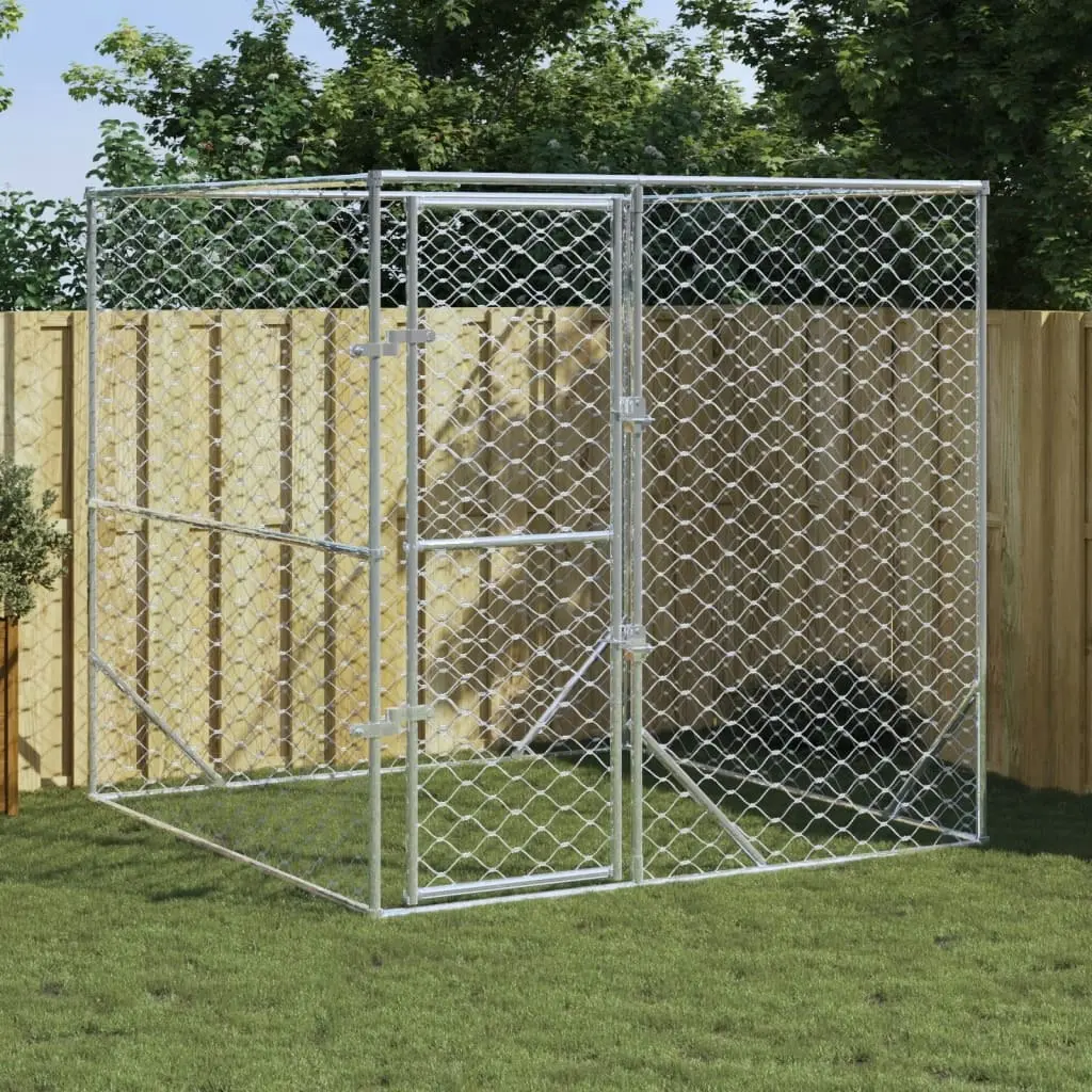 Outdoor Dog Kennel Silver 2x2x2 m Galvanised Steel 153674